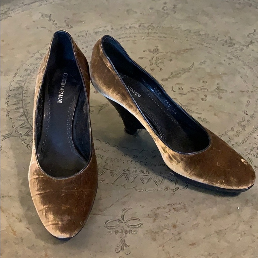 Giorgio Armani Bronze Velvet Heels